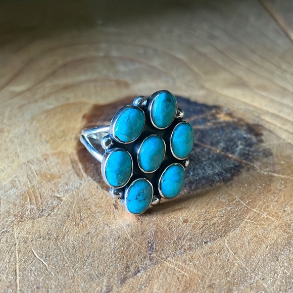 Sterling Silver Turquoise Ring Santa Fe Style Size 6 - Picture 8 of 15